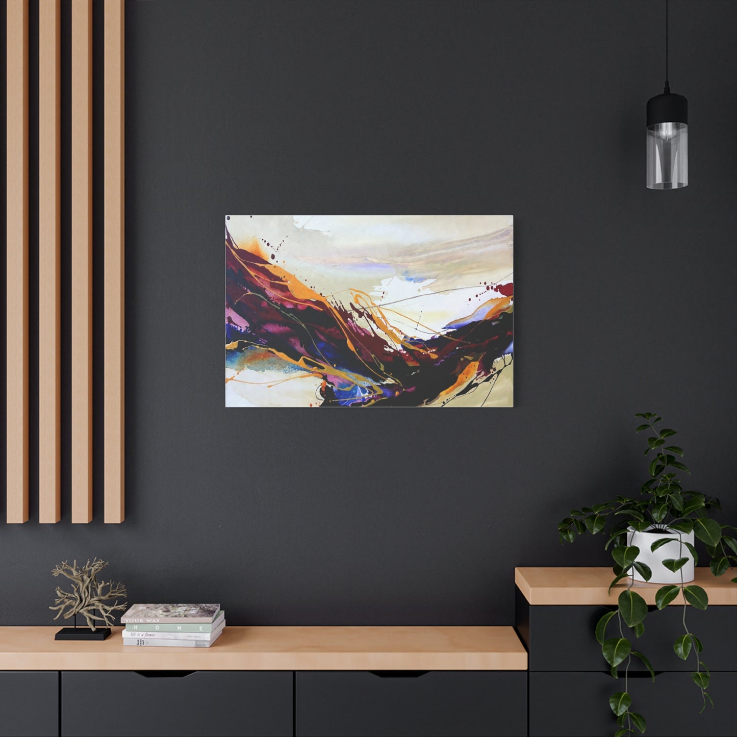 Abstract Color Flow Matte Stretched Canvas – Vibrant Modern Wall Art