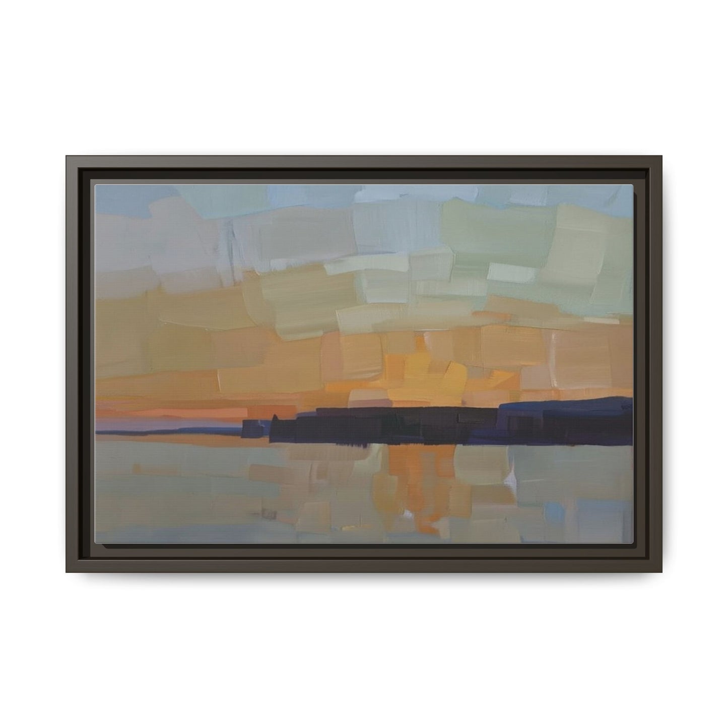 Framed Matte Canvas Sunset Abstract Landscape Art Print