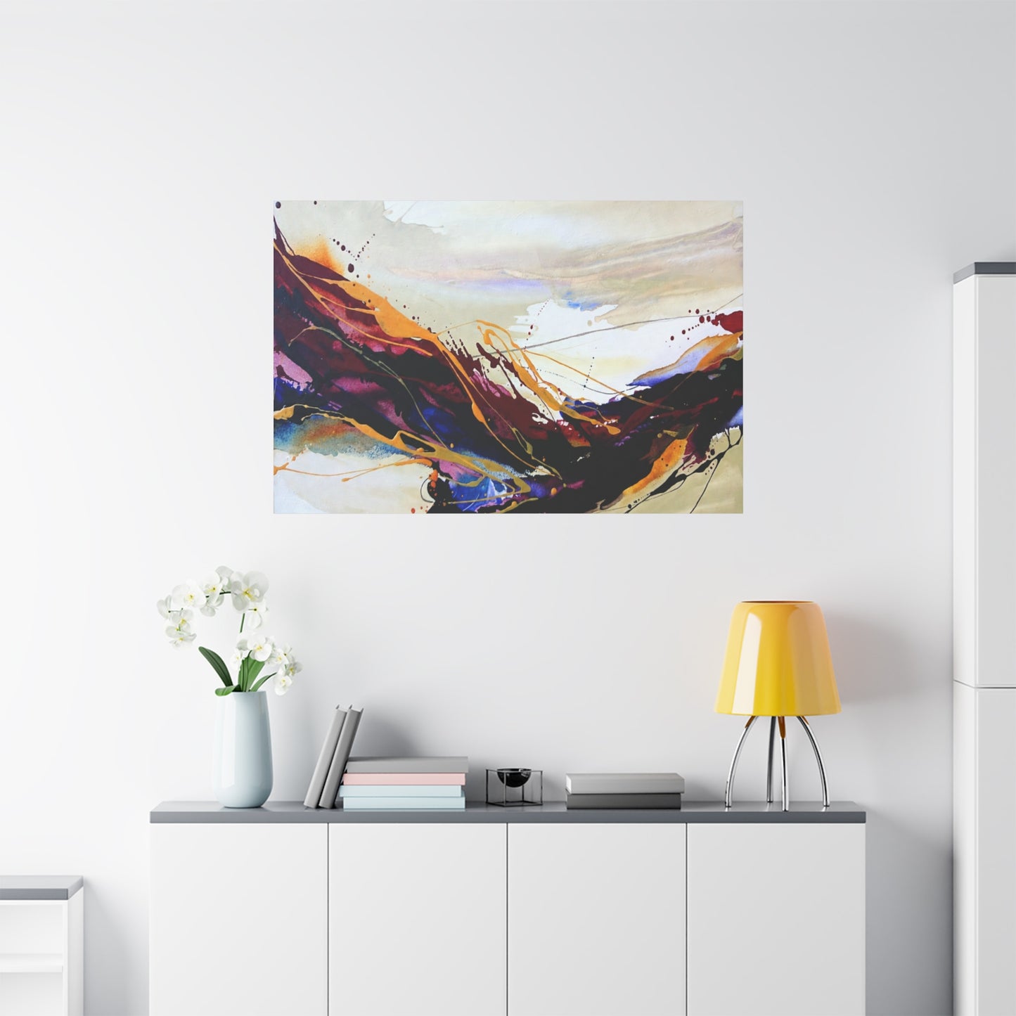 Abstract Color Flow Matte Stretched Canvas – Vibrant Modern Wall Art