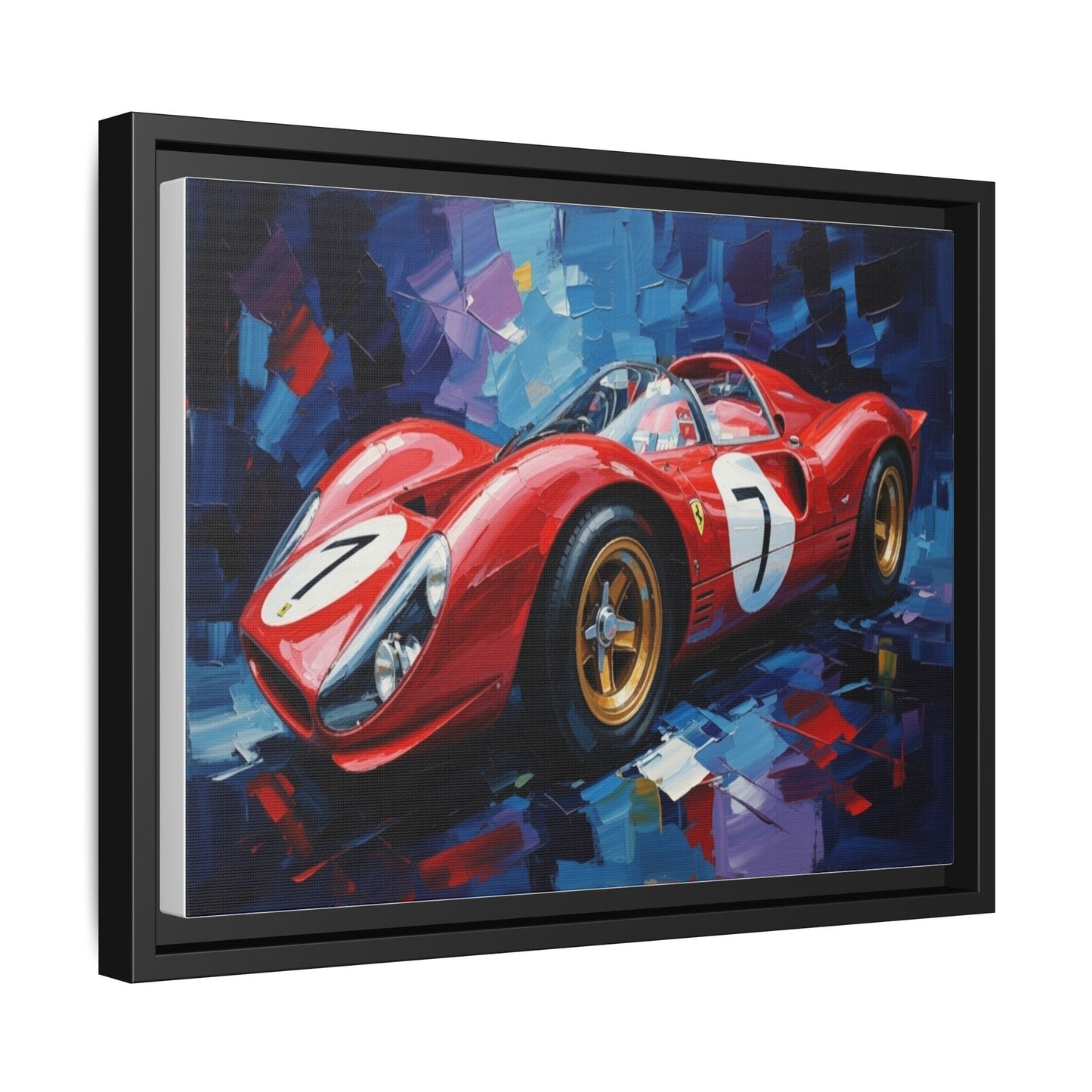 Vintage Ferrari Red Racecar Matte Canvas Framed Wall Art