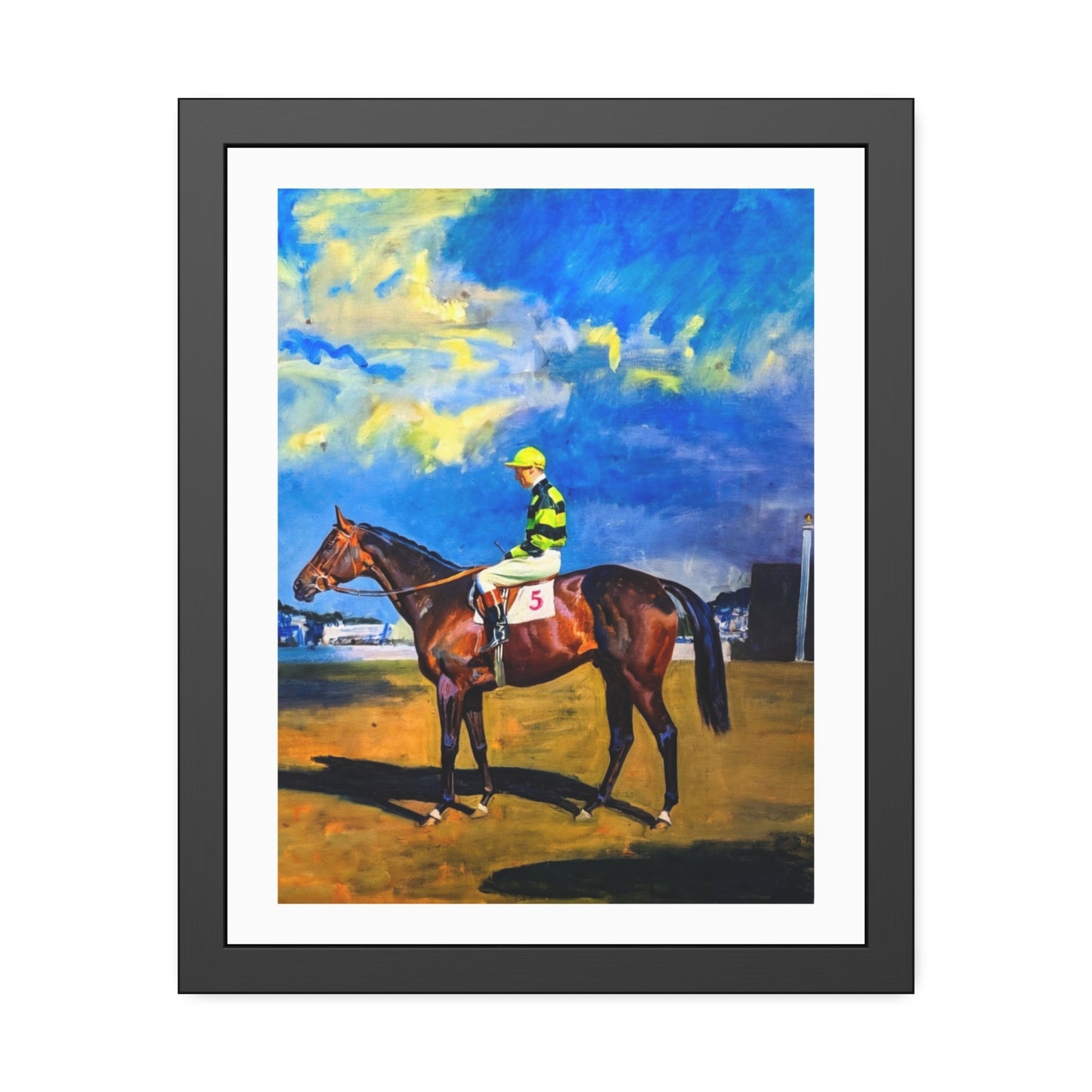 Framed Poster — Vintage Racehorse Jockey Art Print