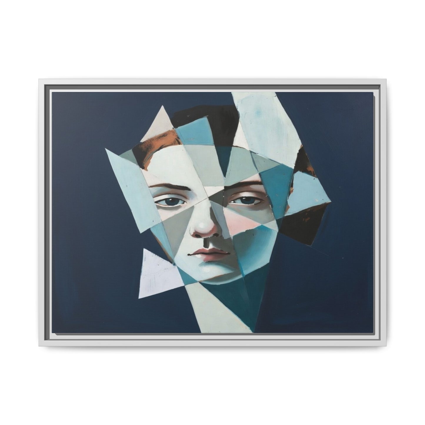 Abstract Fragmented Portrait Matte Canvas (Framed)