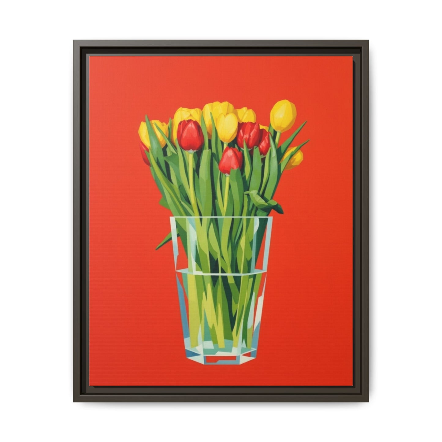 Framed Tulip Bouquet Matte Canvas Art — Vibrant Red Floral Wall Print