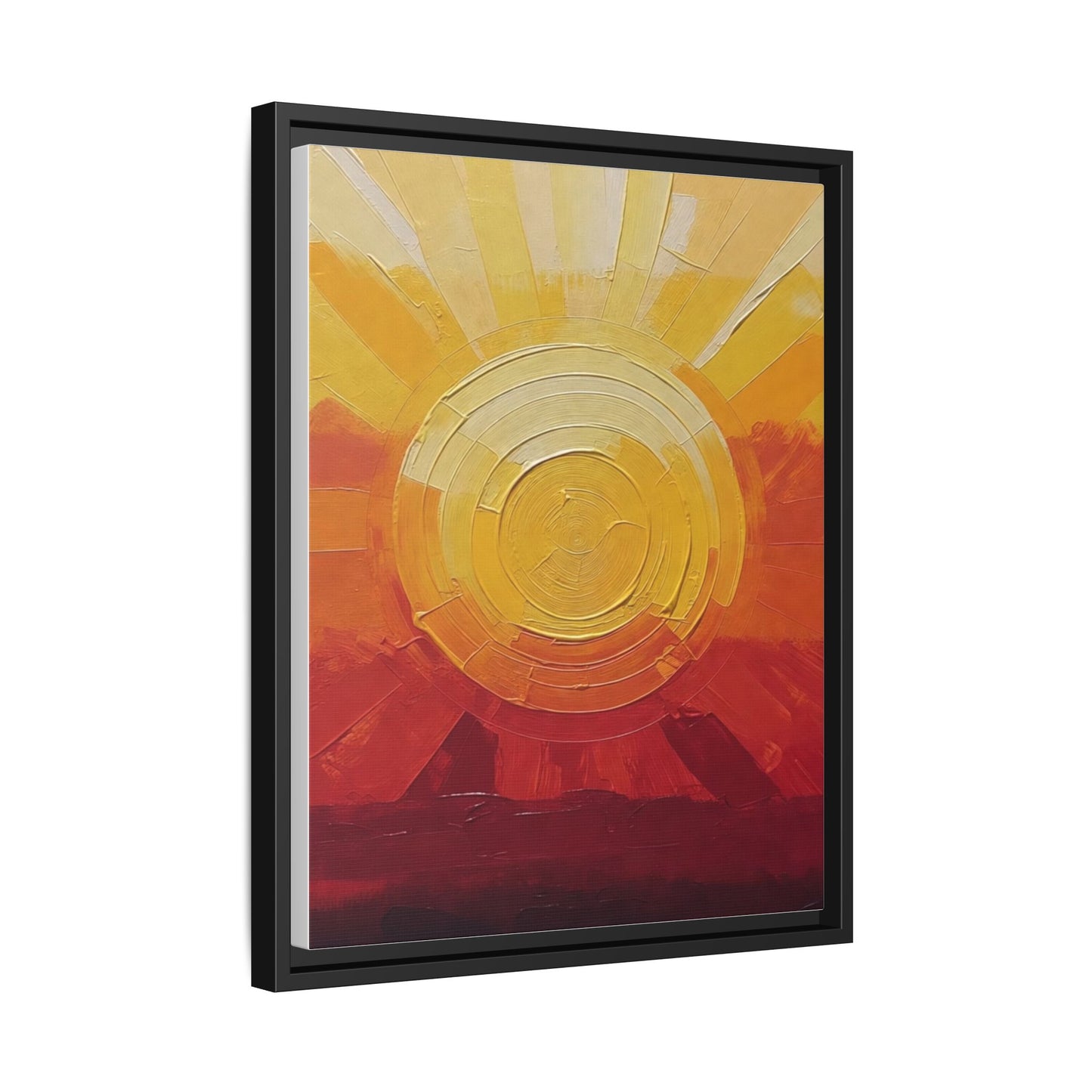 Sunburst Abstract Framed Canvas Art — Matte Multi‑Color Wall Print