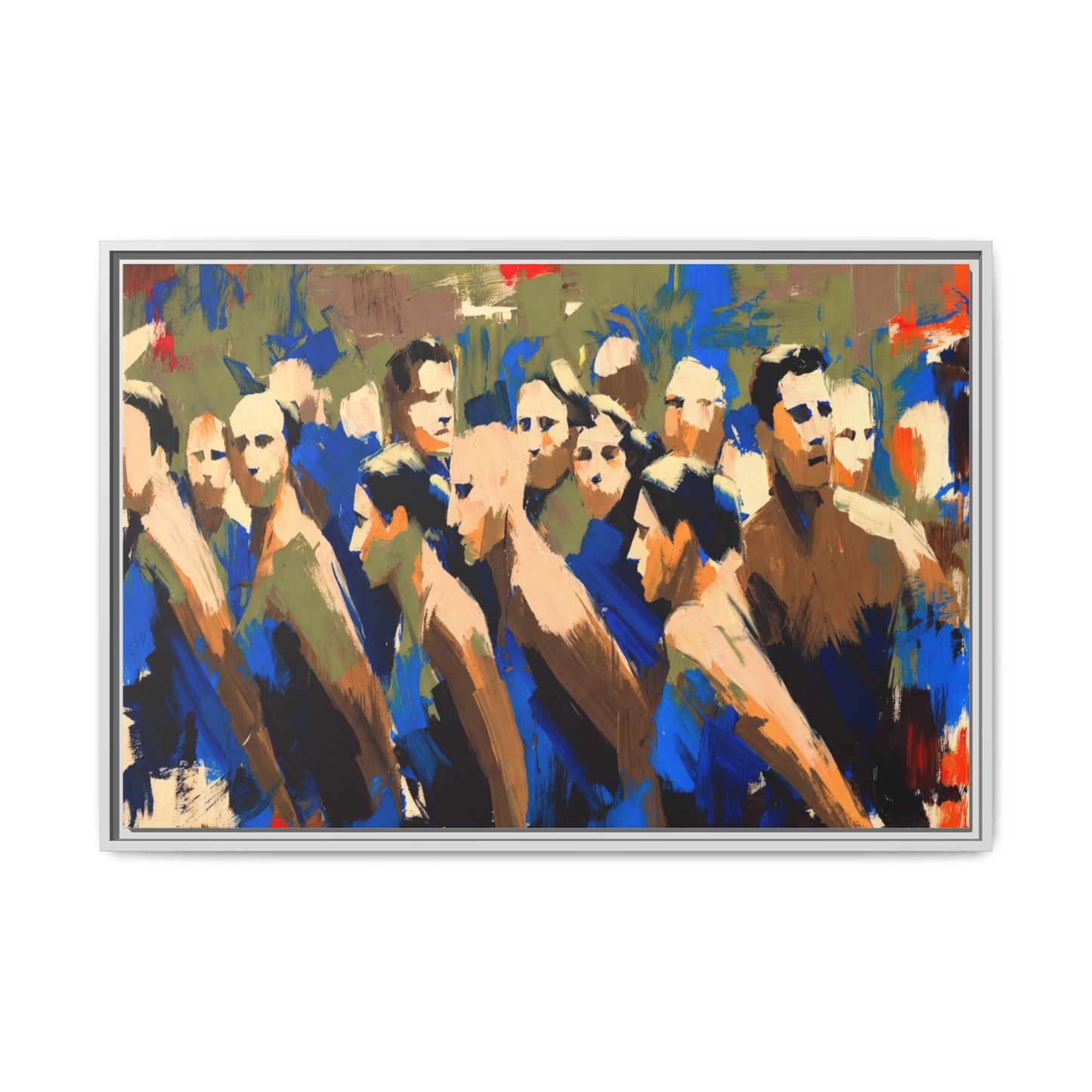 Abstract Crowd Matte Canvas Print — Framed Multi-Color Wall Art