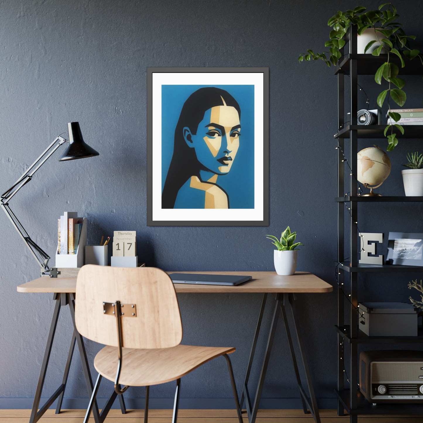 Framed Art Print — Blue Pop Portrait Poster