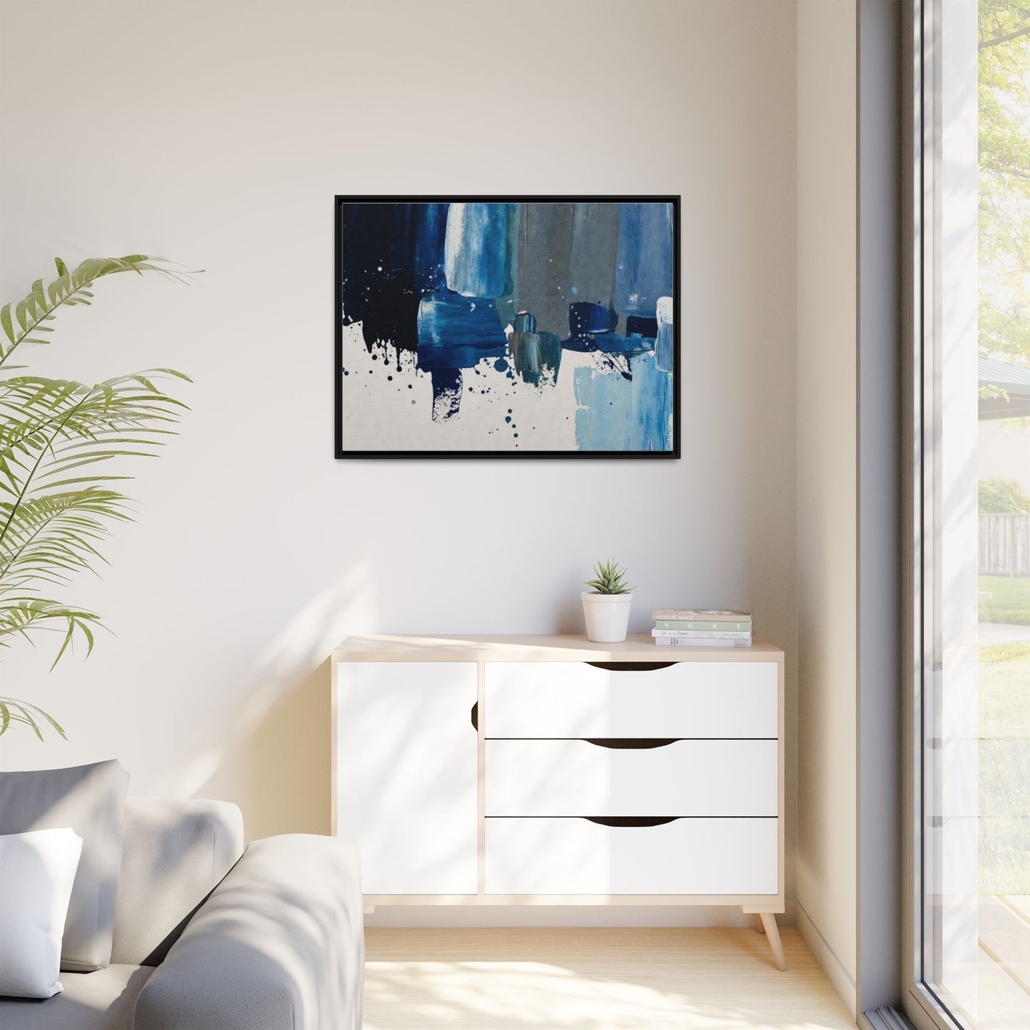 Abstract Blue Ocean Matte Canvas Framed Wall Art