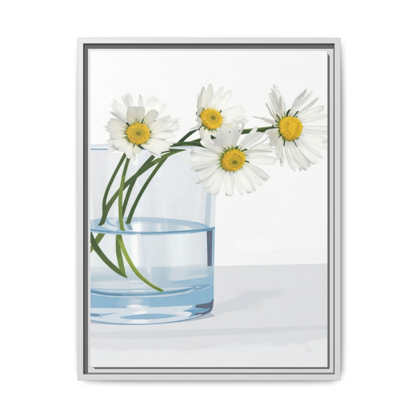 Framed Daisy Canvas Print — Minimal Botanical Wall Art