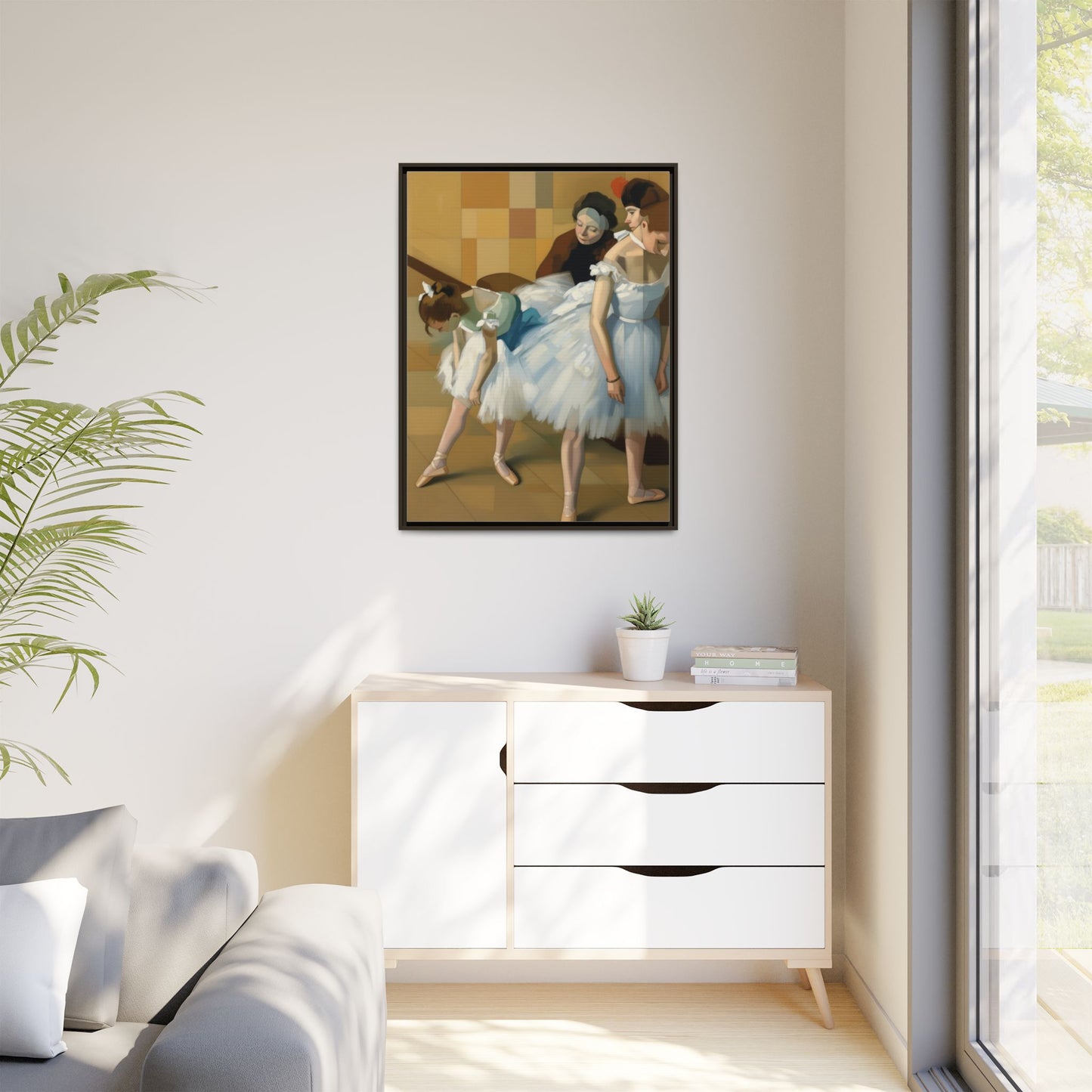 Ballet Dancers Matte Framed Canvas – Impressionist Dance Wall Art