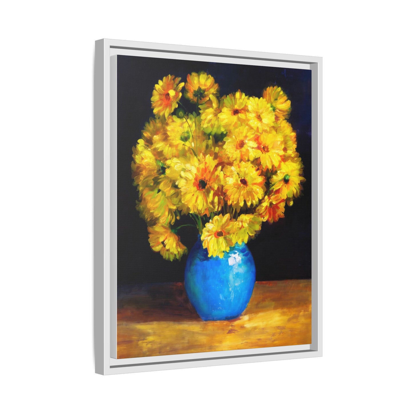Yellow Daisy Bouquet Matte Canvas Framed Wall Art