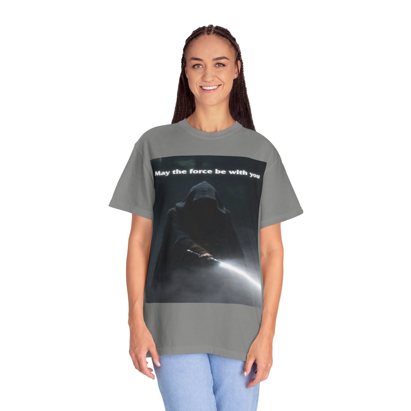 May the Force Be With You T-Shirt — Dark Hooded Lightsaber Graphic Tee