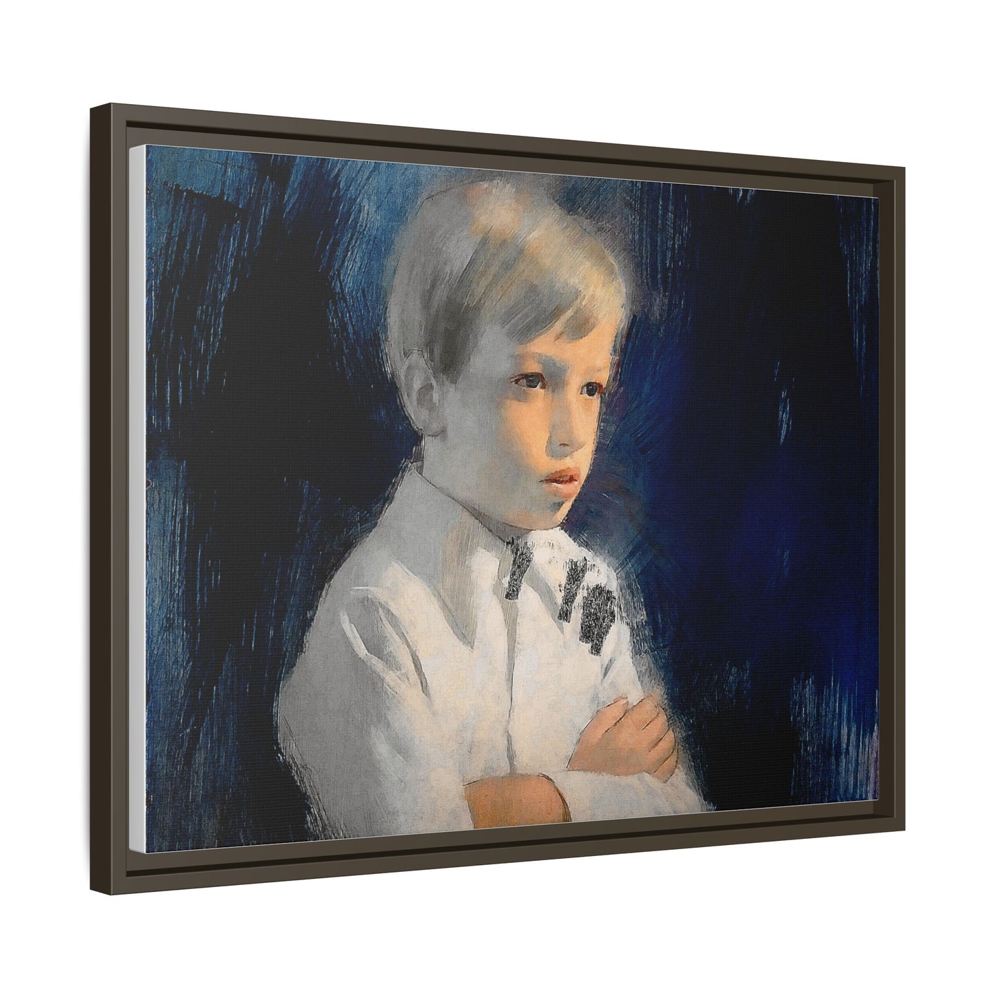 Painting of boy by Unknown Artist Framed Matte Canvas Wall Art Print