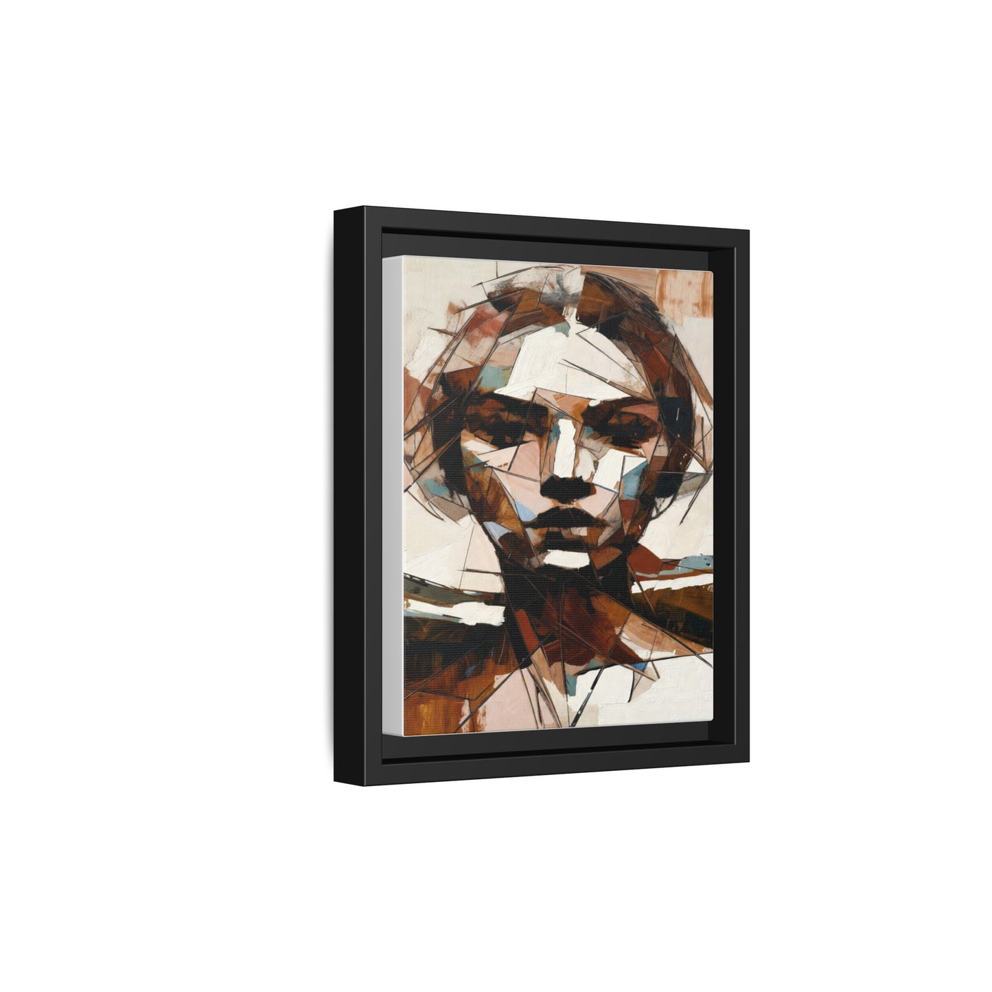 Abstract Woman Portrait Matte Canvas Framed — Geometric Multi-Color Wall Art
