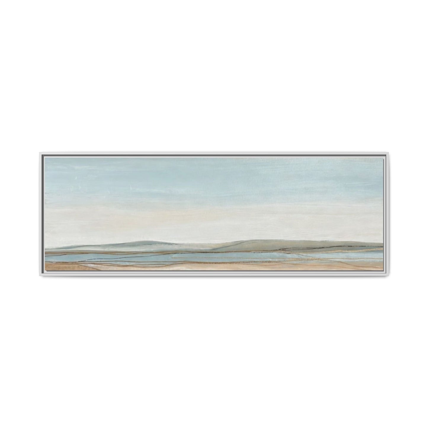 Framed Abstract Landscape Matte Canvas — Serene Coastal Horizon Wall Art