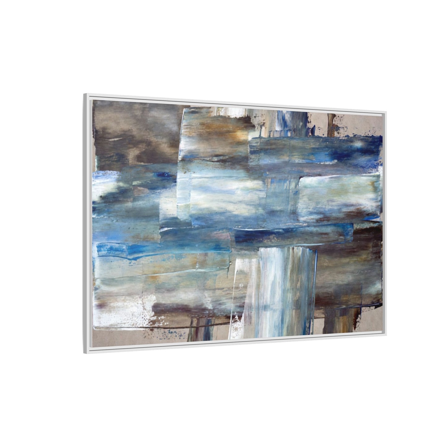 Abstract Blue Coastal Matte Canvas Framed Wall Art