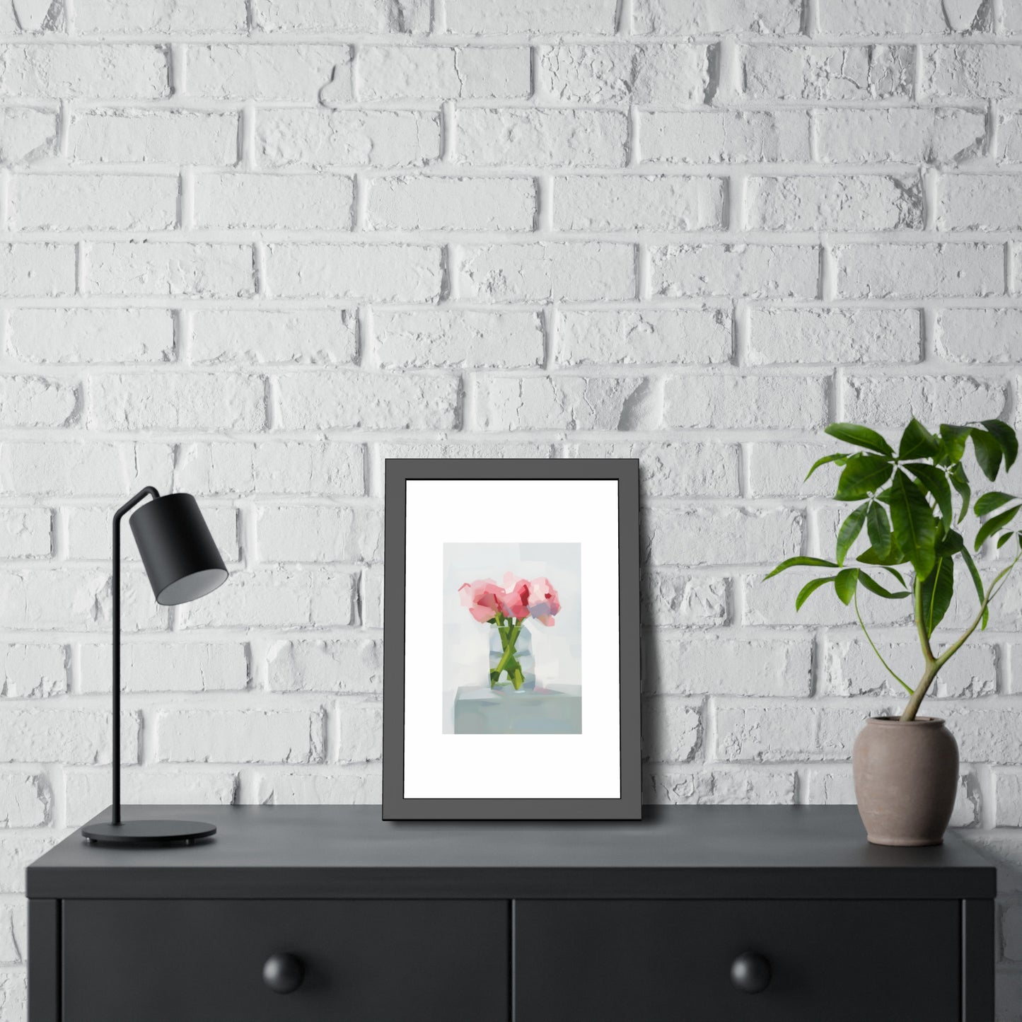 Framed Poster — Pink Floral Still Life Art Print (Modern Minimal)