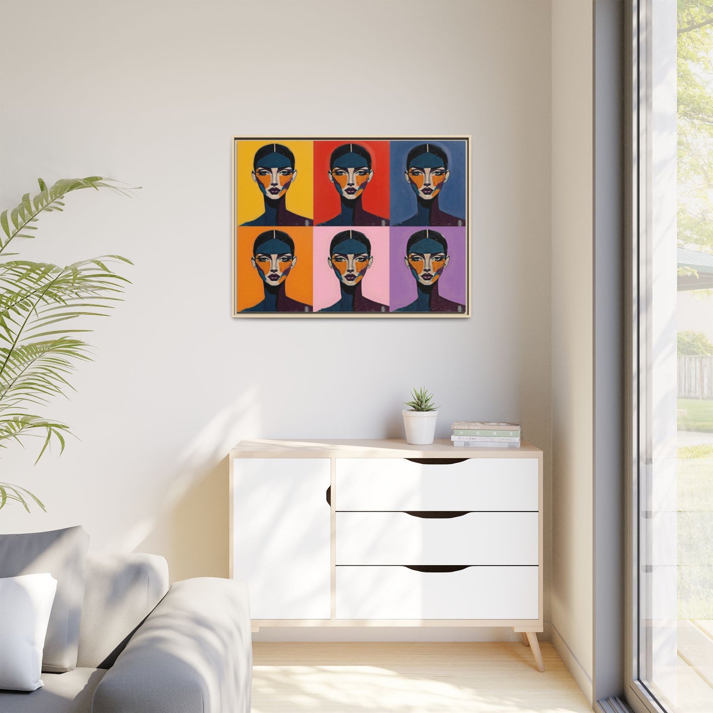 Pop Art Portrait Matte Canvas — Framed Multi-Color Wall Art