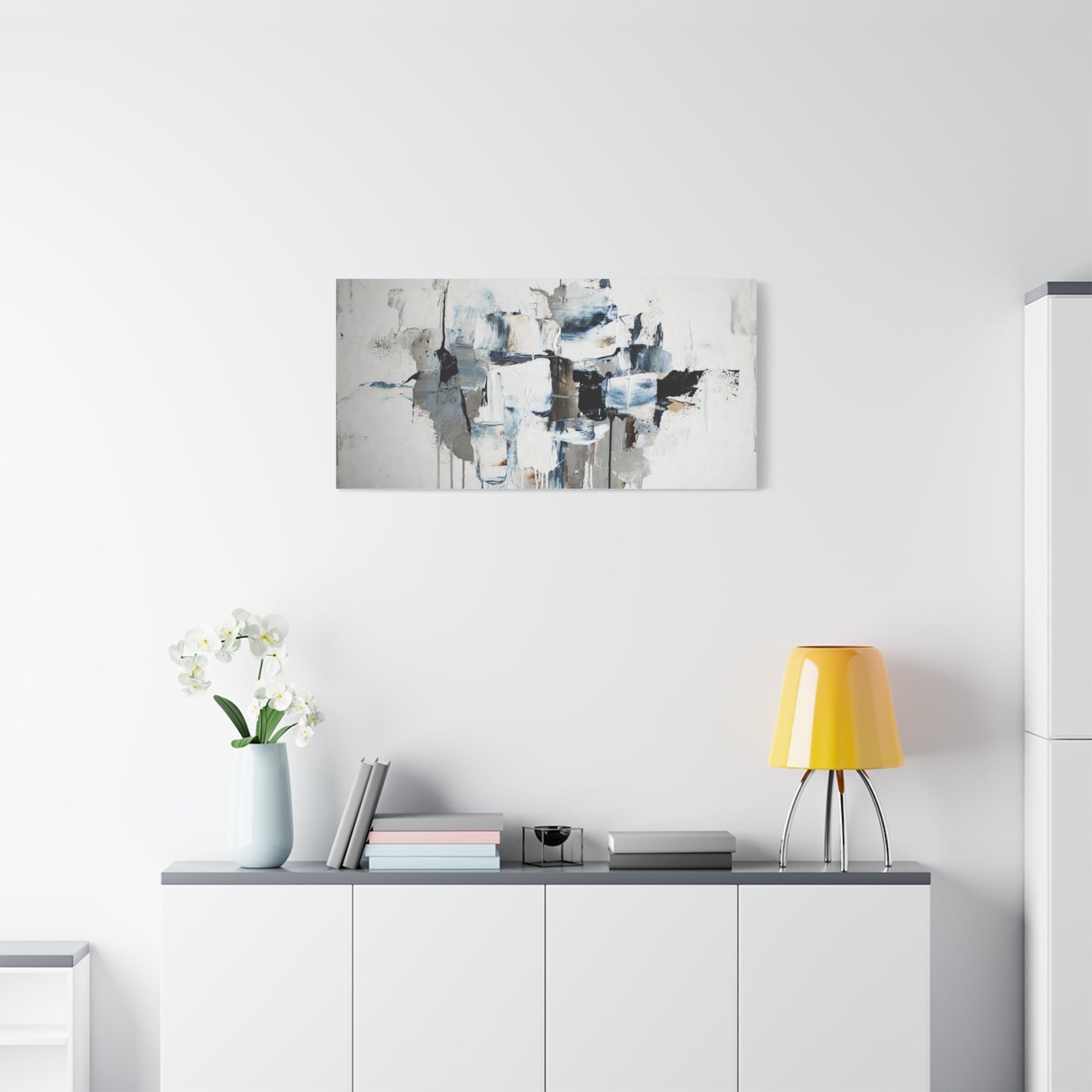 Abstract Blue & Gray Canvas Wall Art — Stretched Matte Canvas