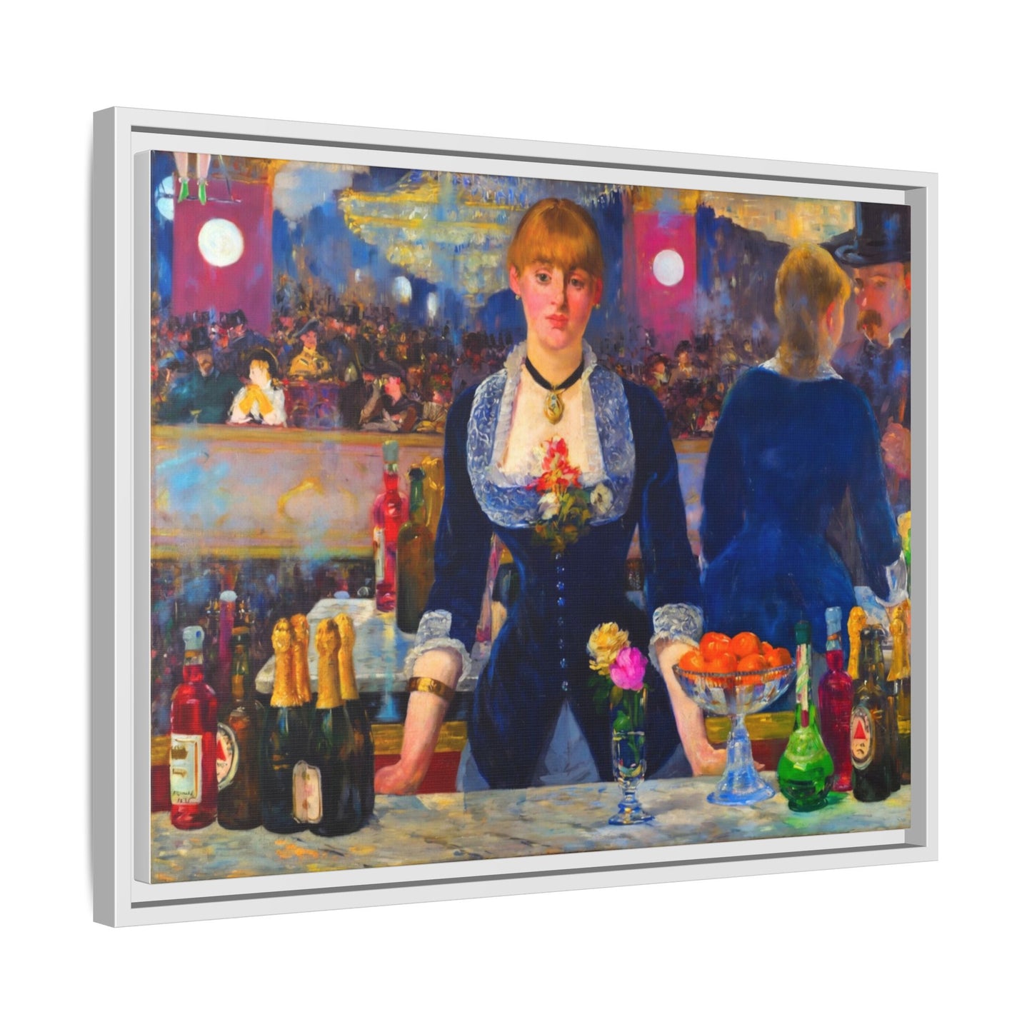 Framed Matte Canvas Print — Vintage Parisian Bar Scene