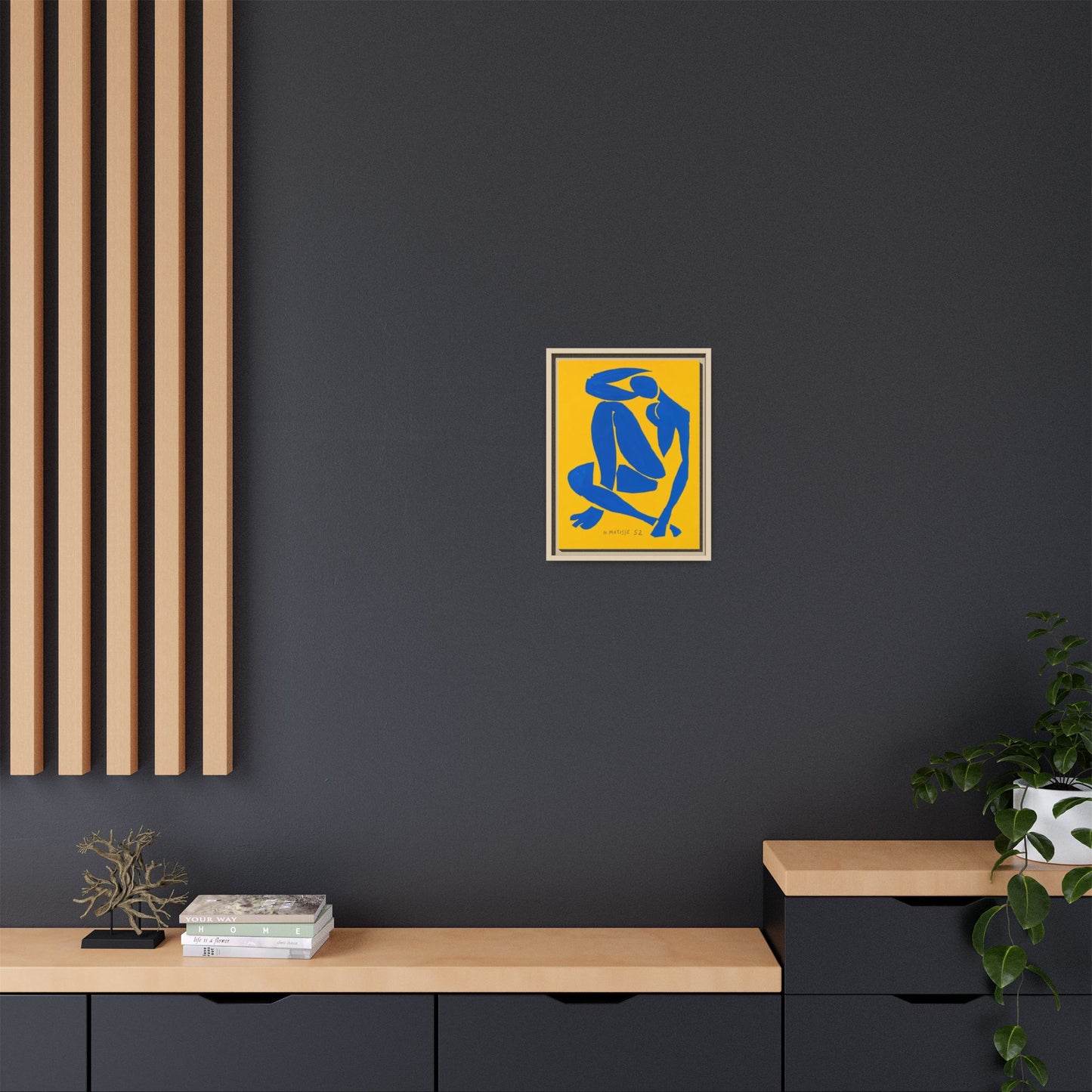 Abstract Blue Nude Matte Canvas Wall Art, Framed