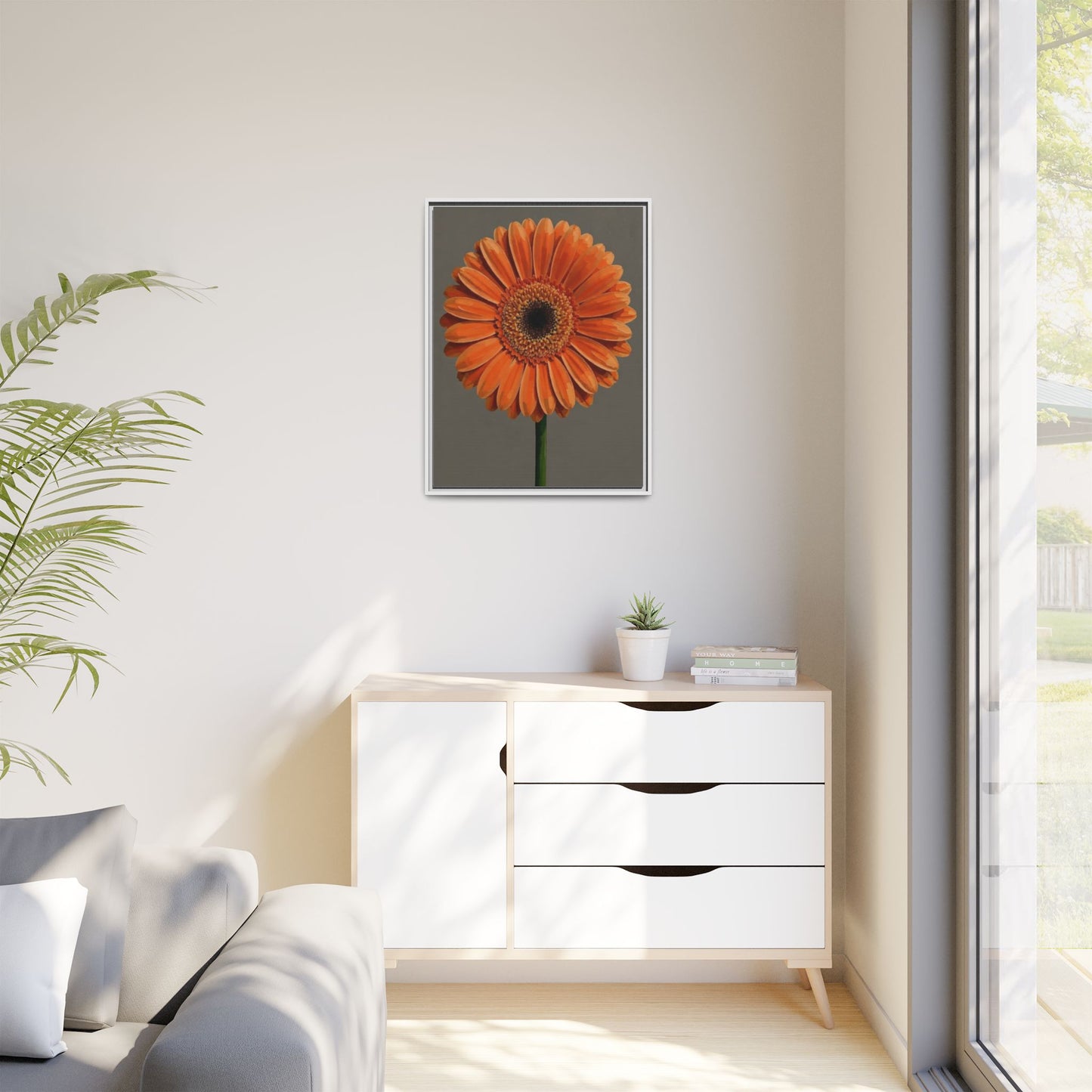 Orange Gerbera Daisy Matte Canvas Print (Framed)