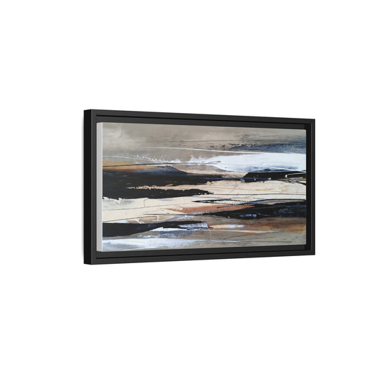 Abstract Seascape Matte Canvas Framed Wall Art — Neutral Coastal Landscape