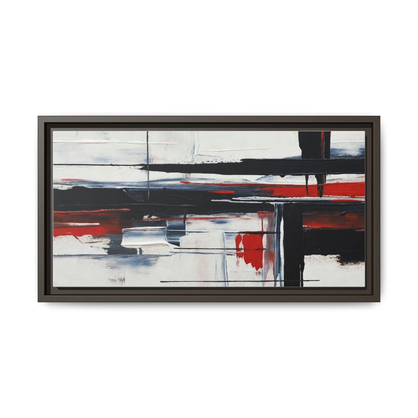 Abstract Red & Black Framed Canvas Art — Modern Matte Wall Painting