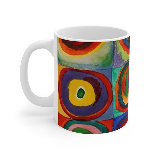 Abstract Colorful Circles Mug — Vibrant Geometric Art Coffee Cup