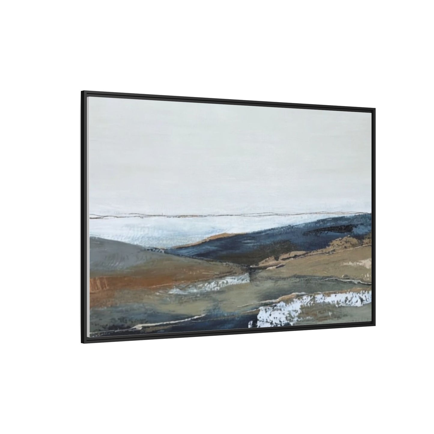 Framed Matte Canvas Wall Art — Serene Coastal Abstract Landscape