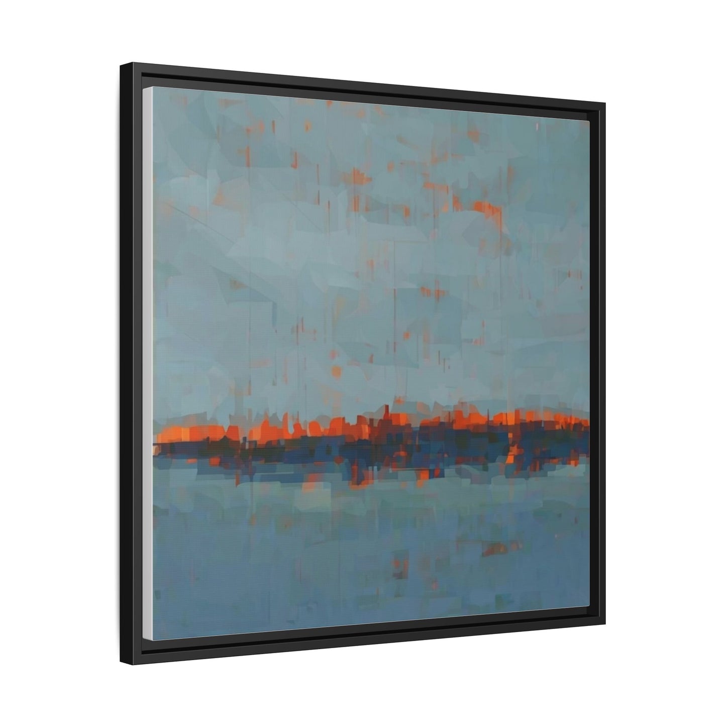 Framed Canvas Art — Teal & Orange Abstract Seascape