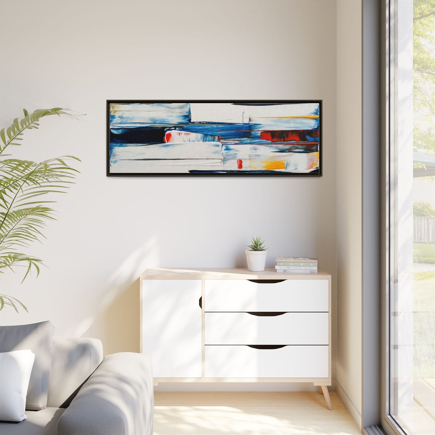 Abstract Coastal Brushstrokes Framed Canvas Print