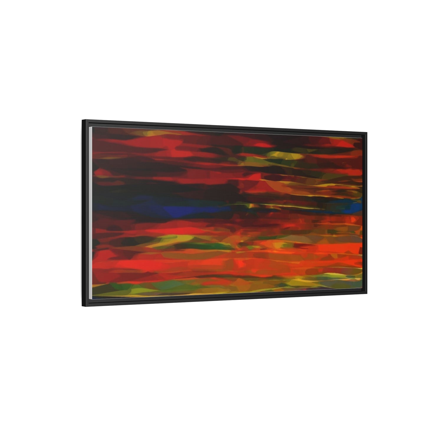 Abstract Multi-Color Matte Canvas Framed Wall Art — Bold Red & Blue Modern Painting