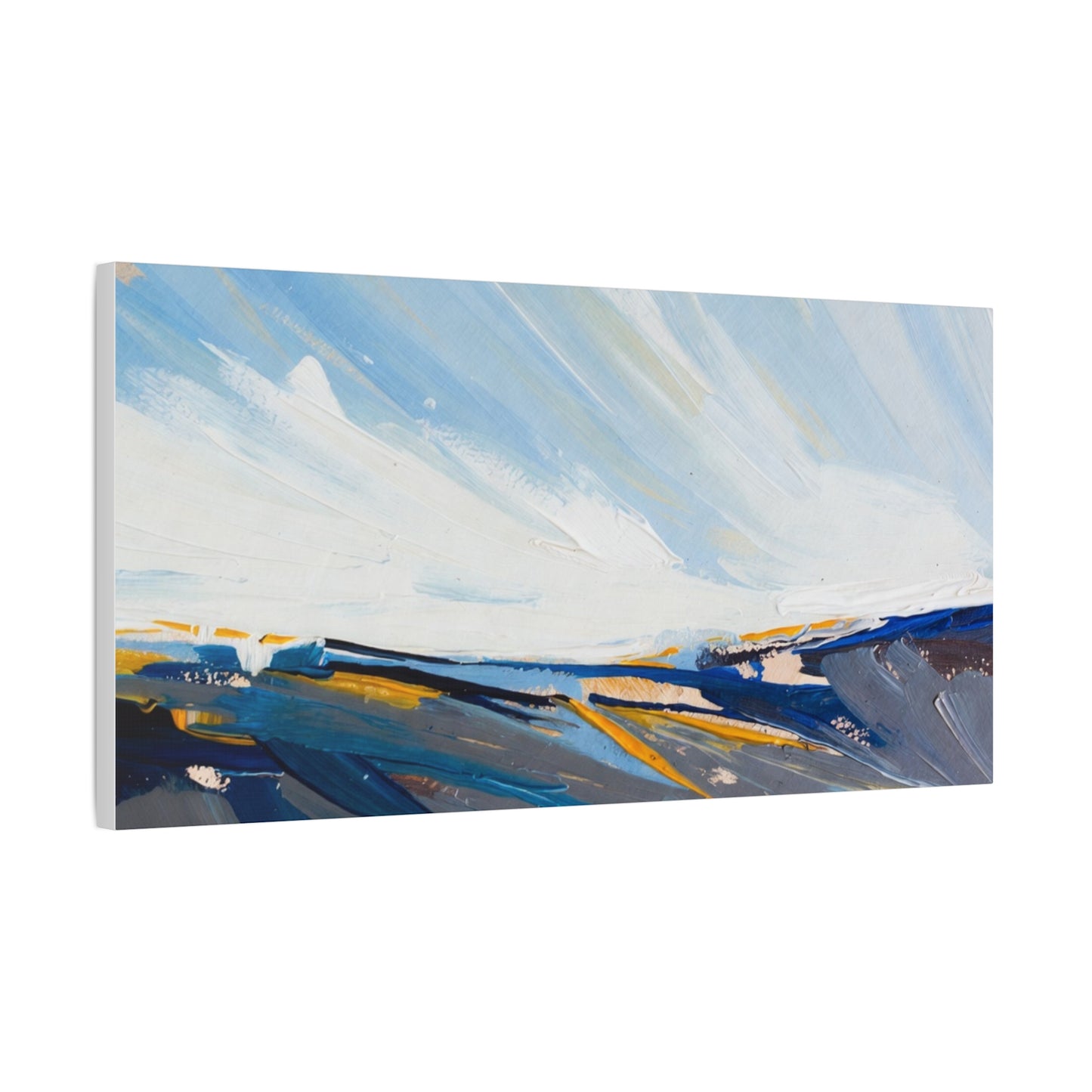Abstract Coastal Landscape Canvas Print — Blue Sky Seascape Wall Art