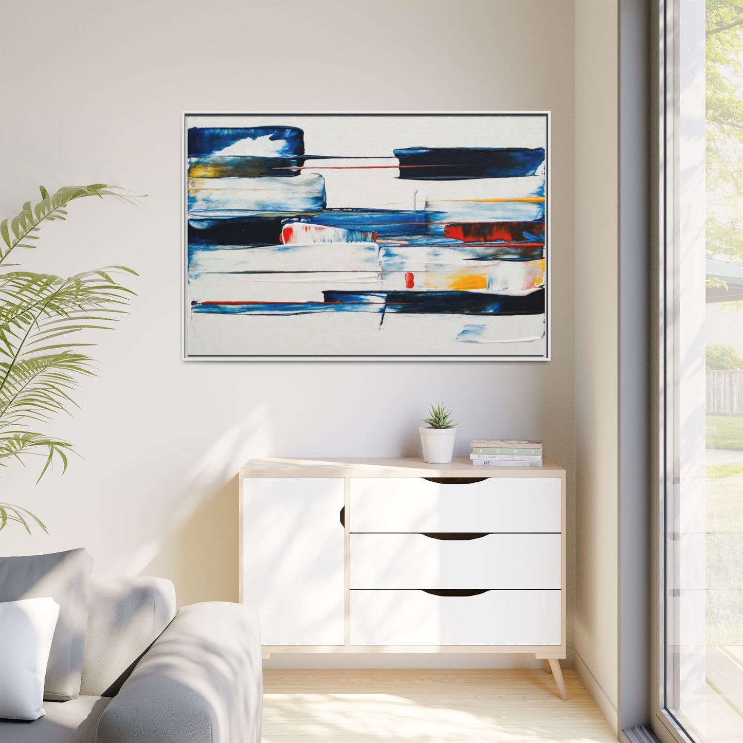 Abstract Coastal Brushstrokes Framed Canvas Print