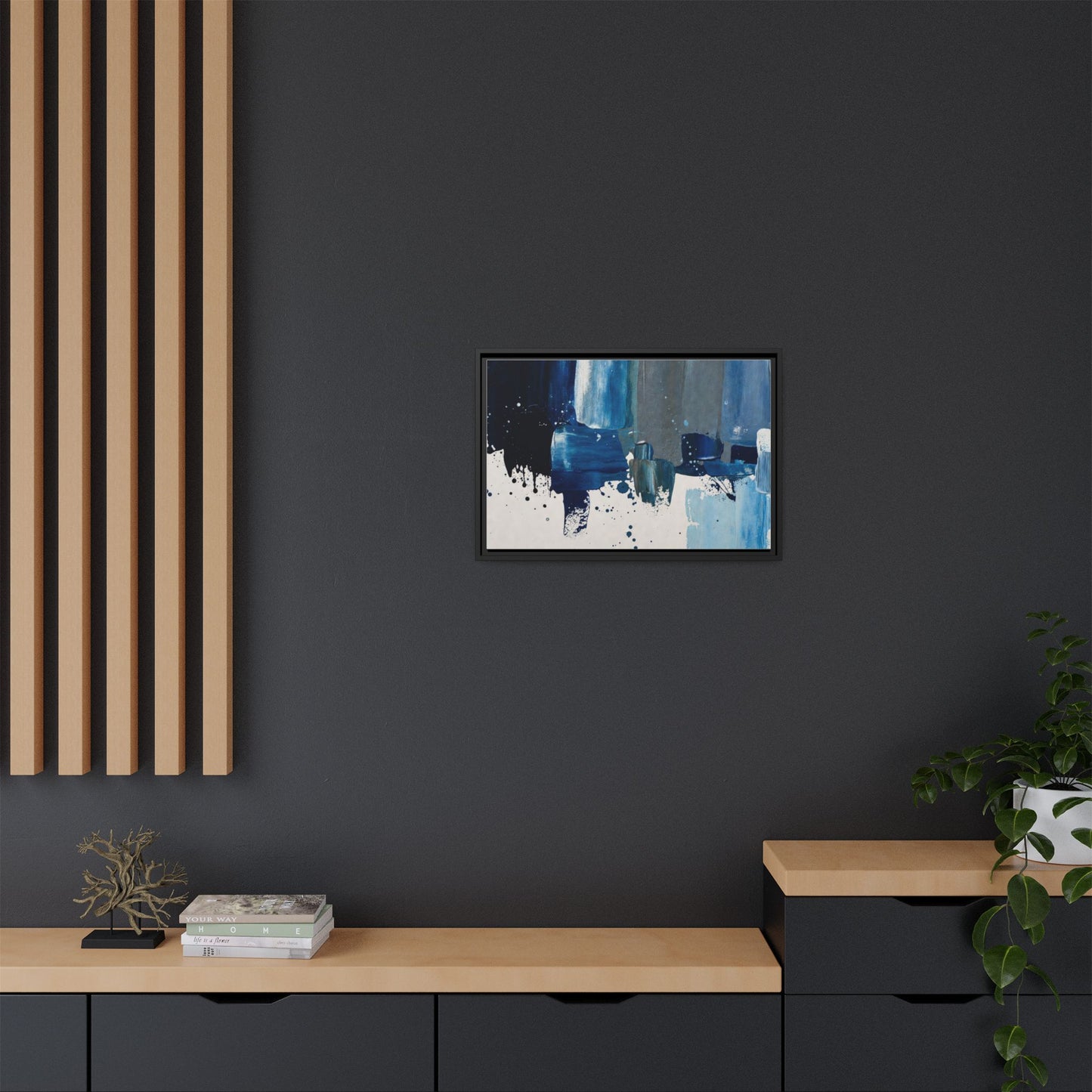 Abstract Blue Ocean Matte Canvas Framed Wall Art