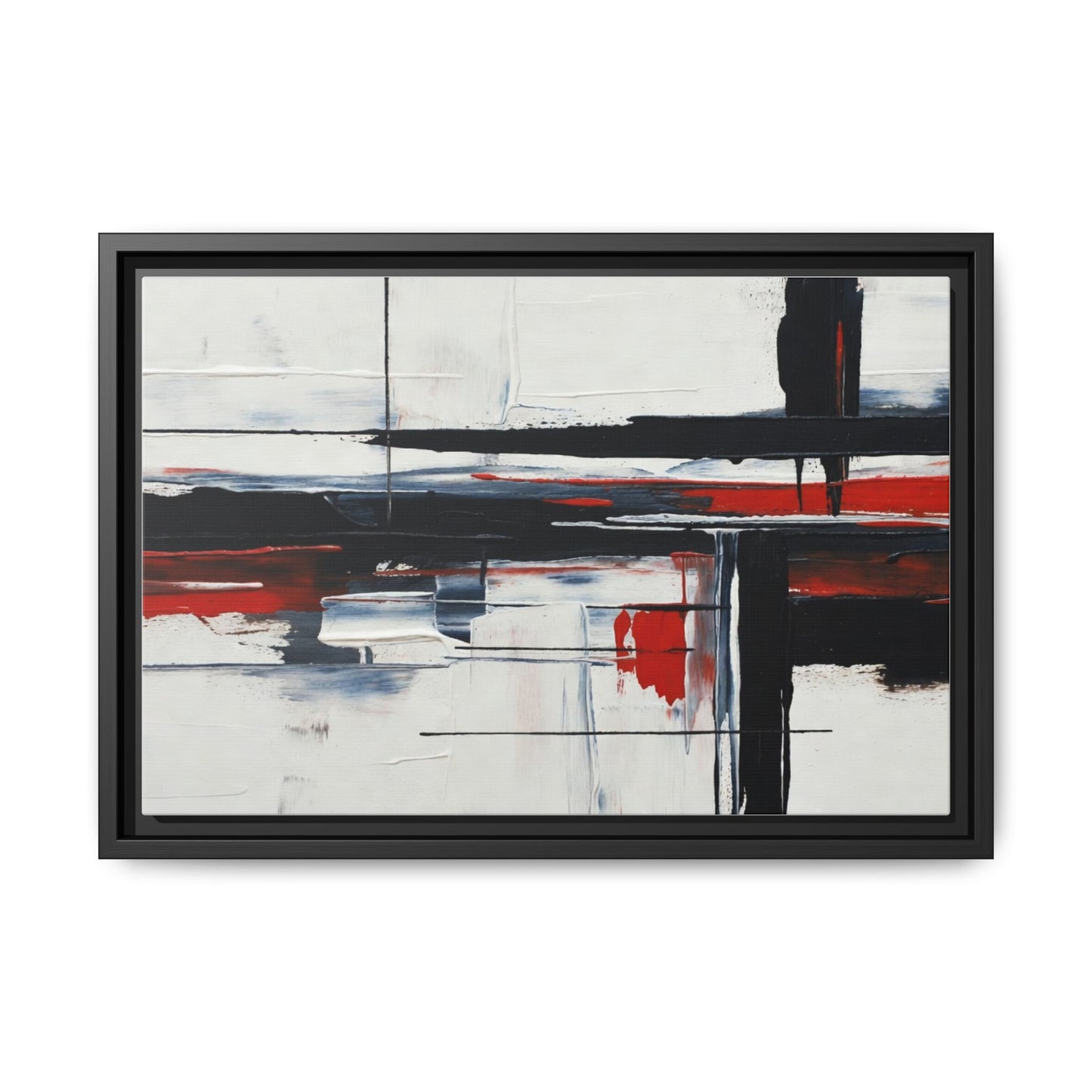 Abstract Red & Black Framed Canvas Art — Modern Matte Wall Painting