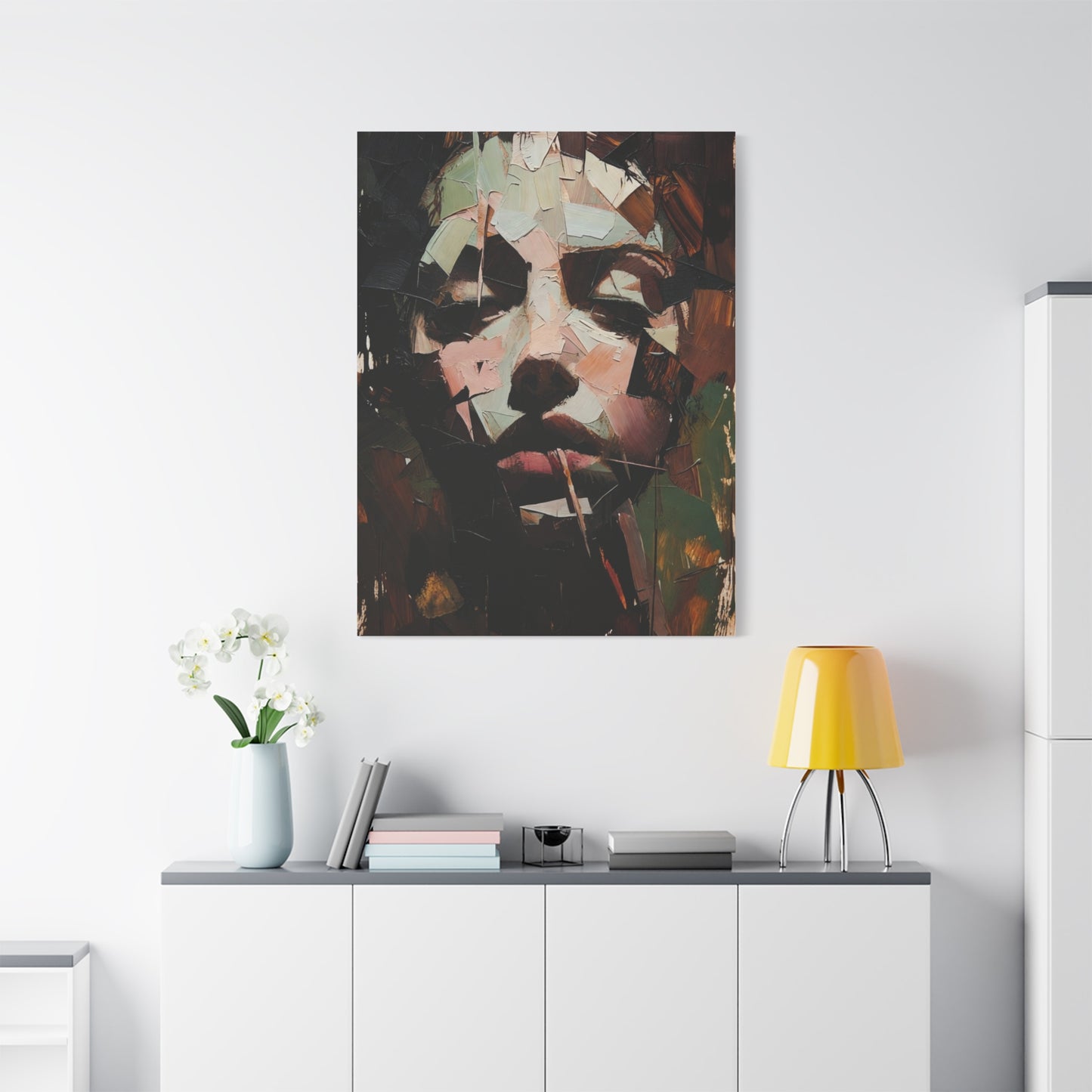 Abstract Portrait Matte Stretched Canvas (1.25") — Contemporary Textured Face Art