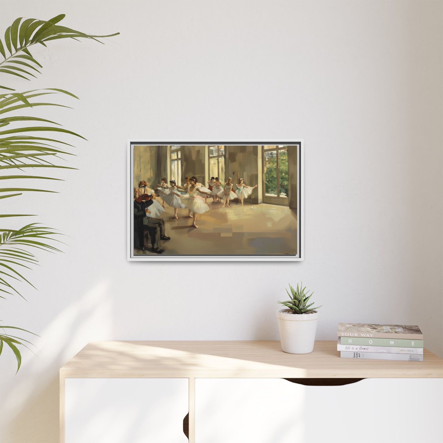 Framed Matte Canvas Print — Ballet Class Scene (Impressionist Dancers)