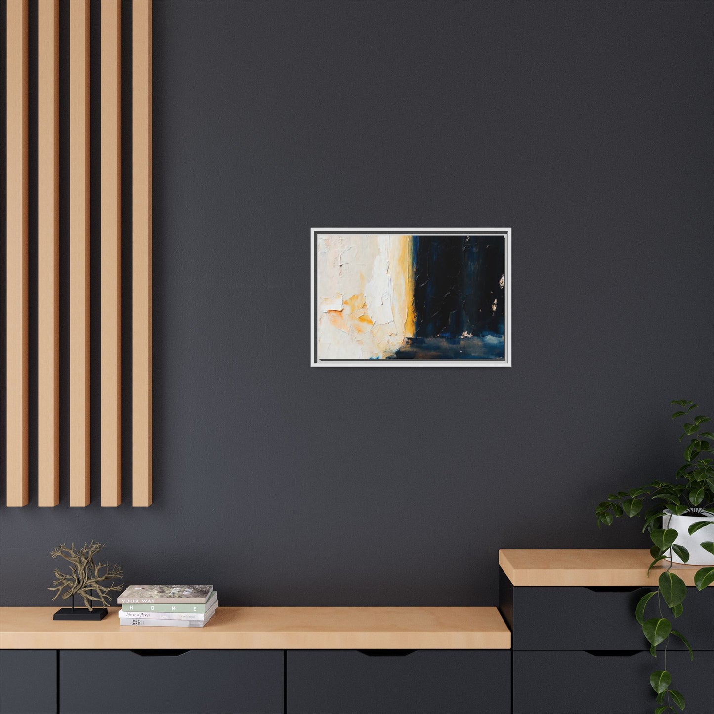 Abstract Coastal Texture Framed Canvas Art — Matte Multi-Color Wall Print