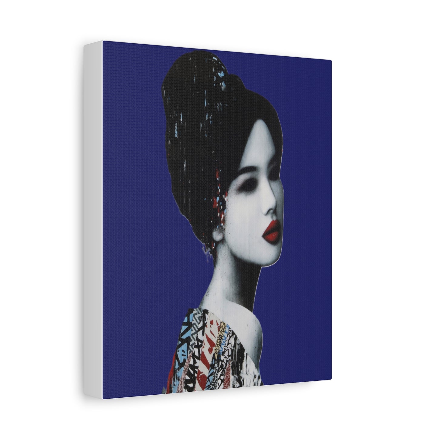 Geisha Portrait Matte Canvas Print — Modern Asian-Inspired Wall Art