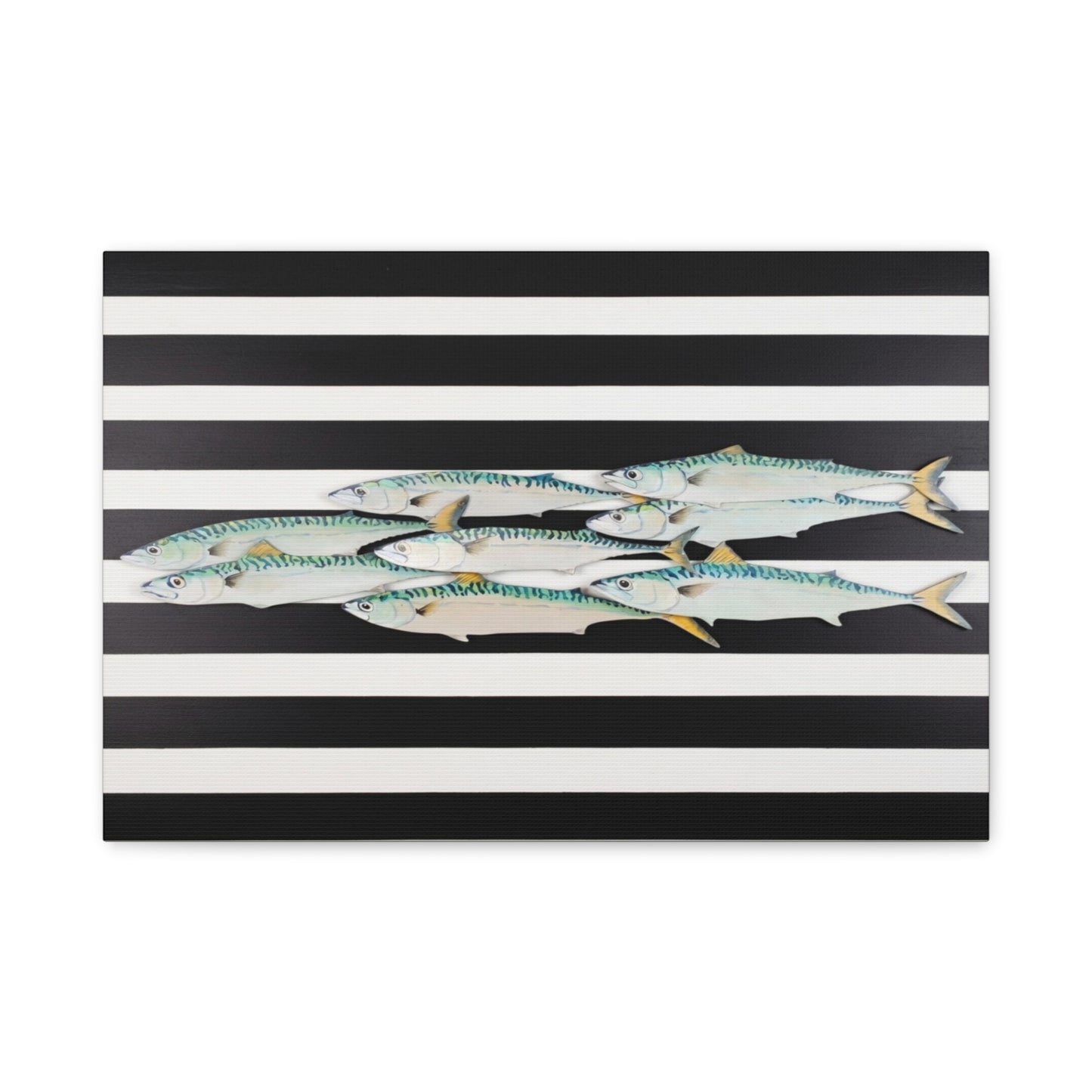 Striped Mackerel School Matte Canvas Print