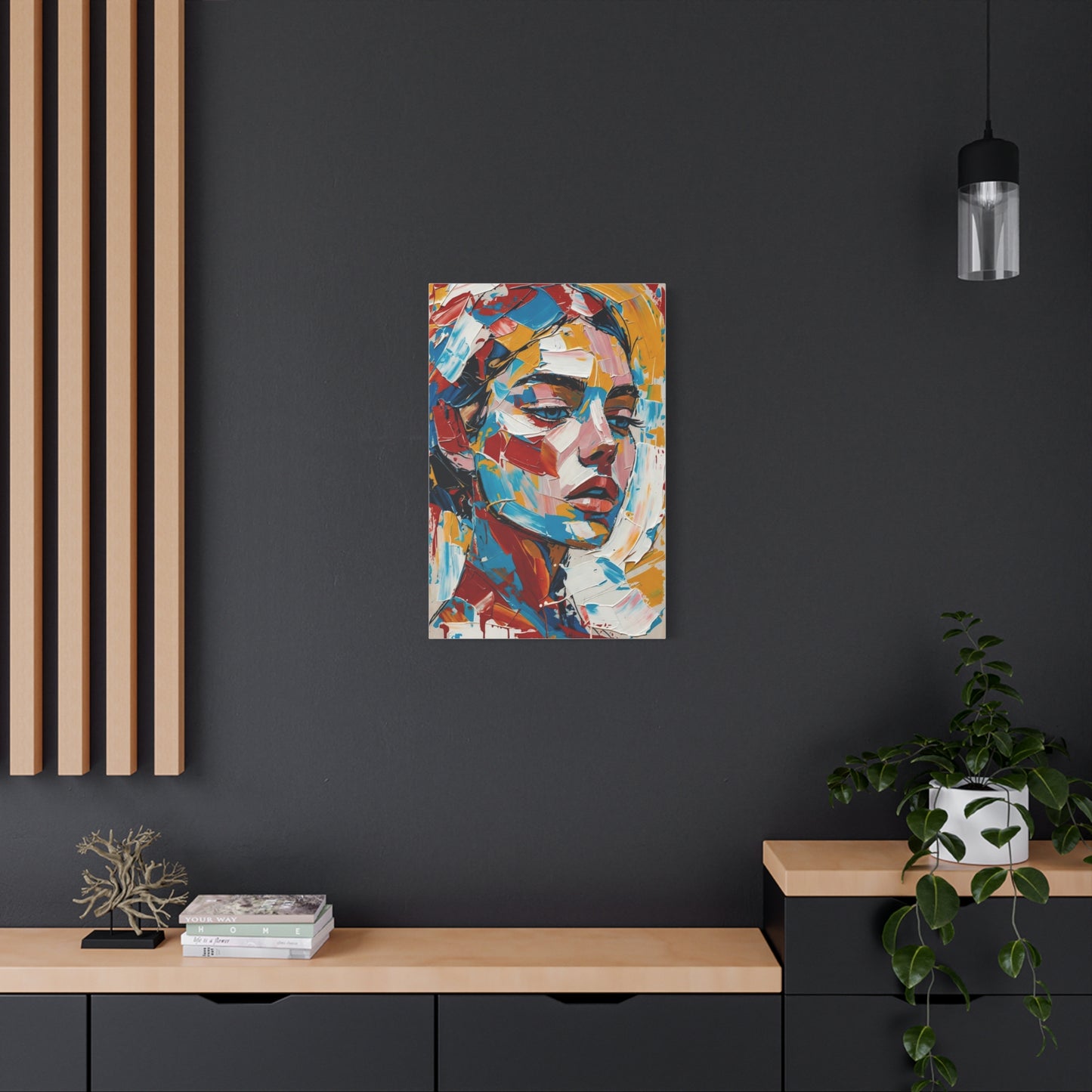Abstract Colorful Portrait Matte Canvas Print — Modern Stretched Wall Art