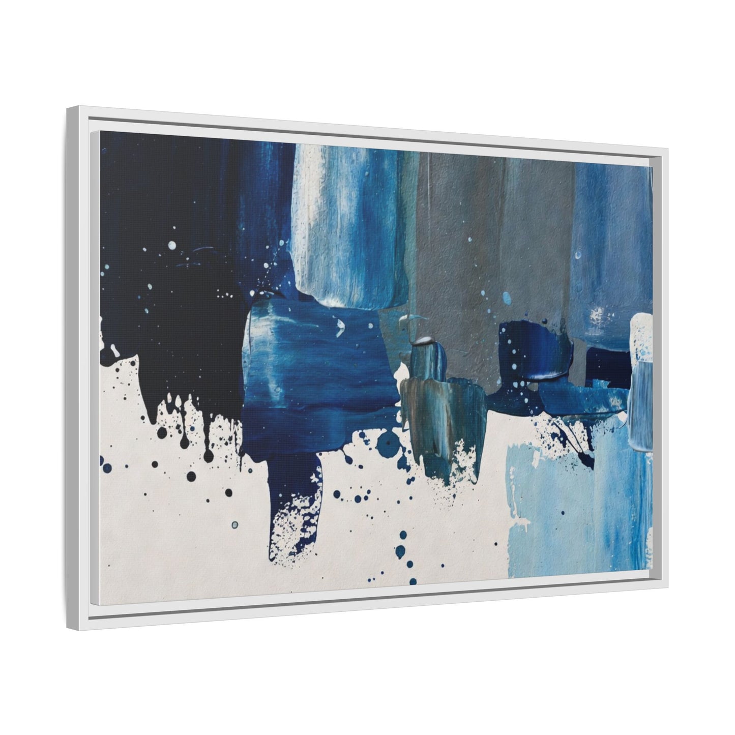 Abstract Blue Ocean Matte Canvas Framed Wall Art