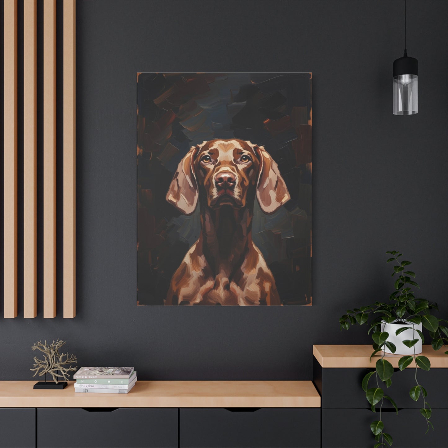 Chocolate Vizsla Canvas Wall Art — Matte Stretched Dog Portrait