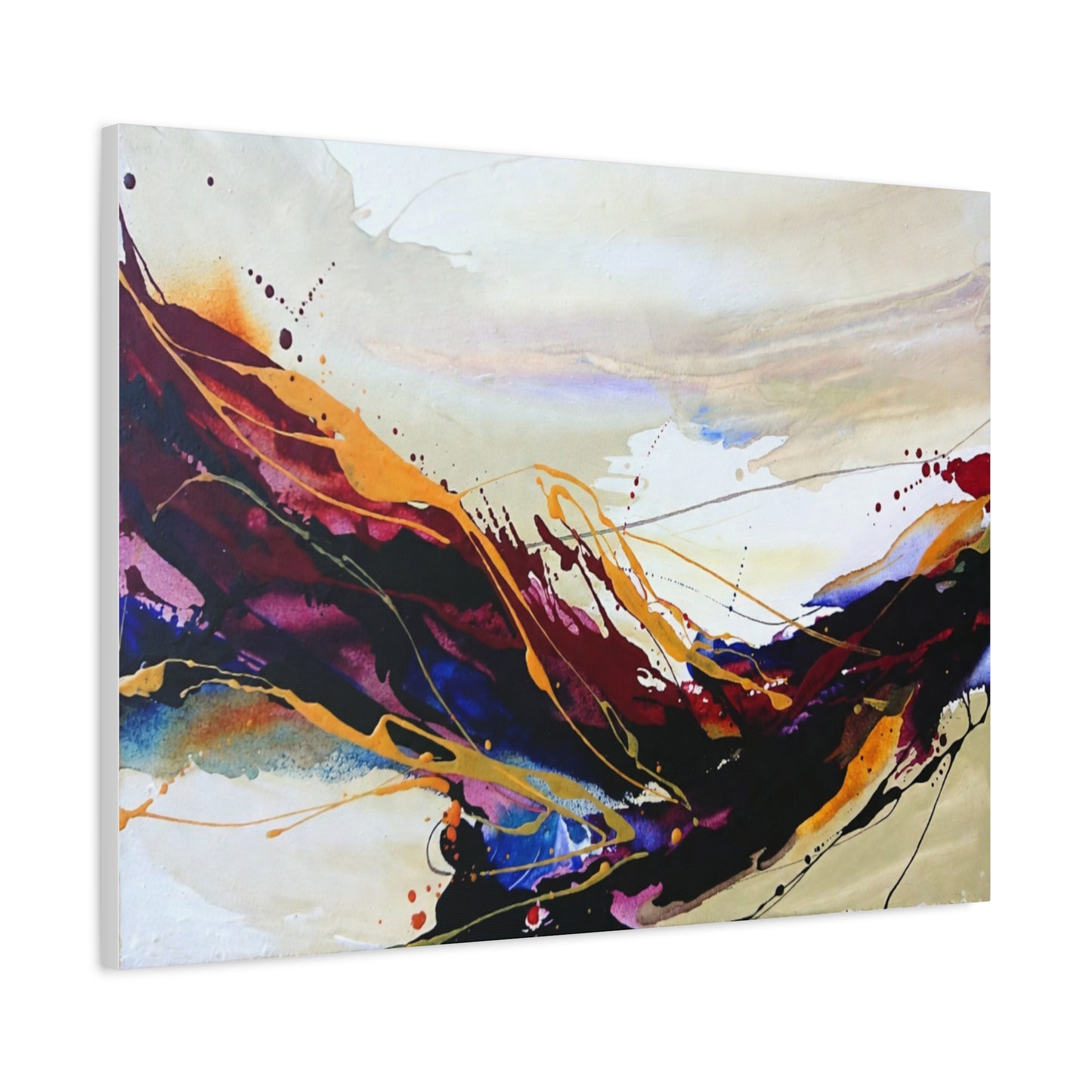 Abstract Color Flow Matte Stretched Canvas – Vibrant Modern Wall Art