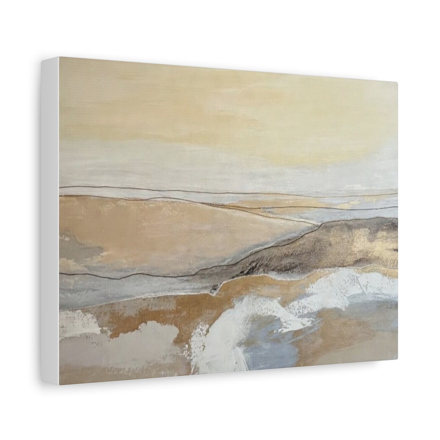 Abstract Coastal Landscape Canvas — Neutral Seascape Matte Stretched Wall Art