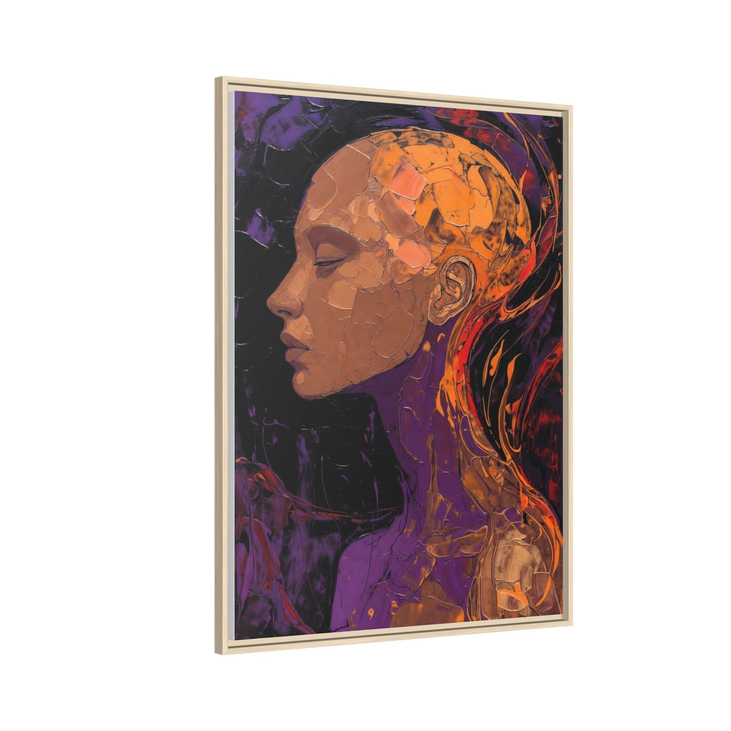 Abstract Profile Portrait Matte Framed Canvas — Multicolor Feminine Art Print