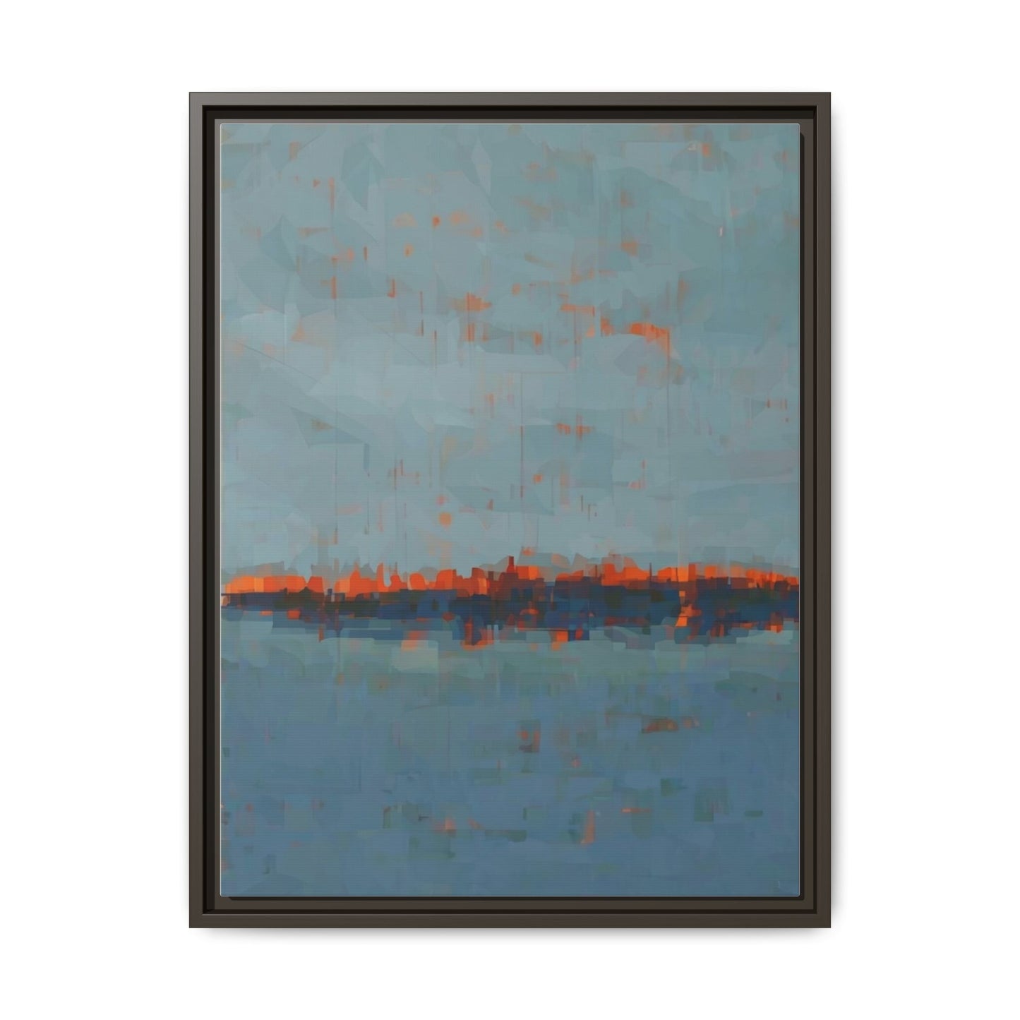 Framed Canvas Art — Teal & Orange Abstract Seascape