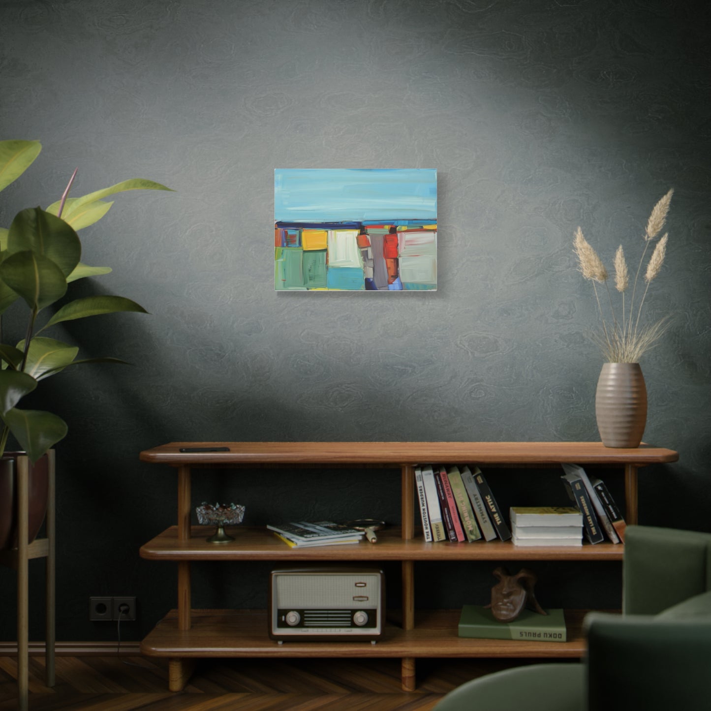 Abstract Coastal Landscape Canvas Print — Colorful Modern Seascape Wall Art