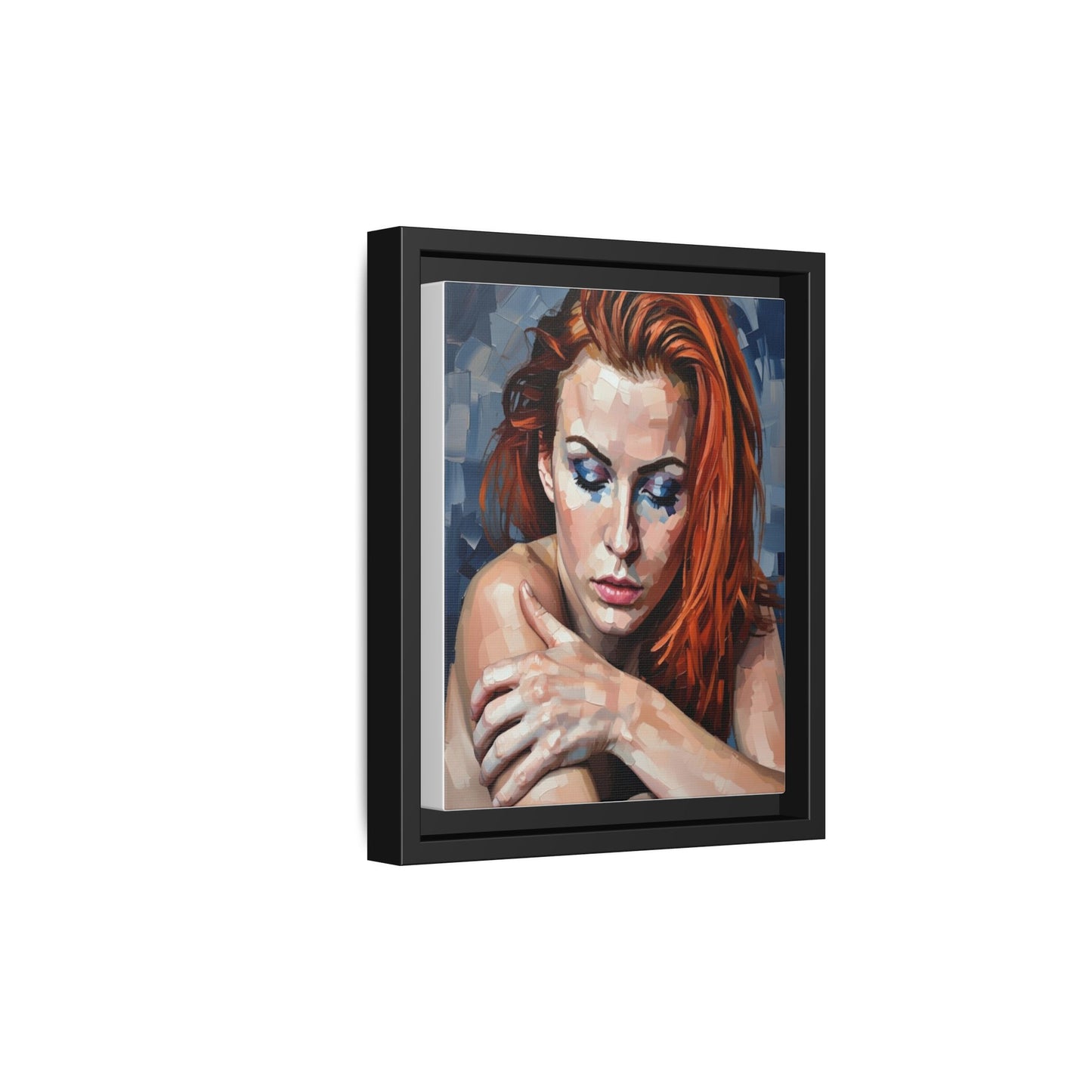 Framed Matte Canvas Art – Contemplative Redhead Portrait